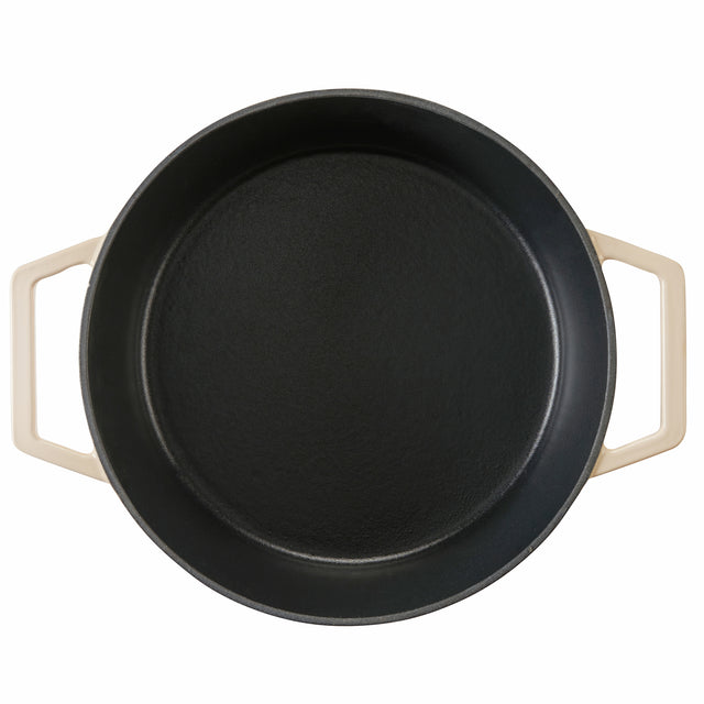 Cooks Professional Cast Iron Casserole Set of 3 | 20cm, 26cm and 28cm | Enamelled Inside and Out | Off White