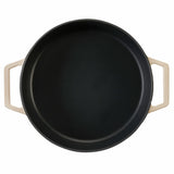 Cooks Professional Cast Iron Casserole 28cm Shallow | 4.3L Capacity | Enamelled Inside and Out | Off White