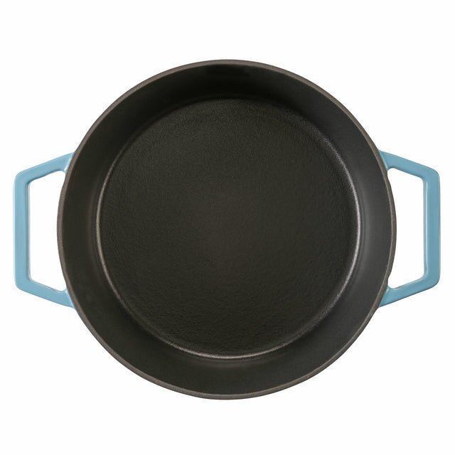 Cooks Professional Cast Iron Casserole Set of 3 | 20cm, 26cm and 28cm | Enamelled Inside and Out | Graduated Blue