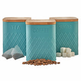 Cooks Professional 3 Piece Kitchen Storage Set with Bamboo Lids | Teal