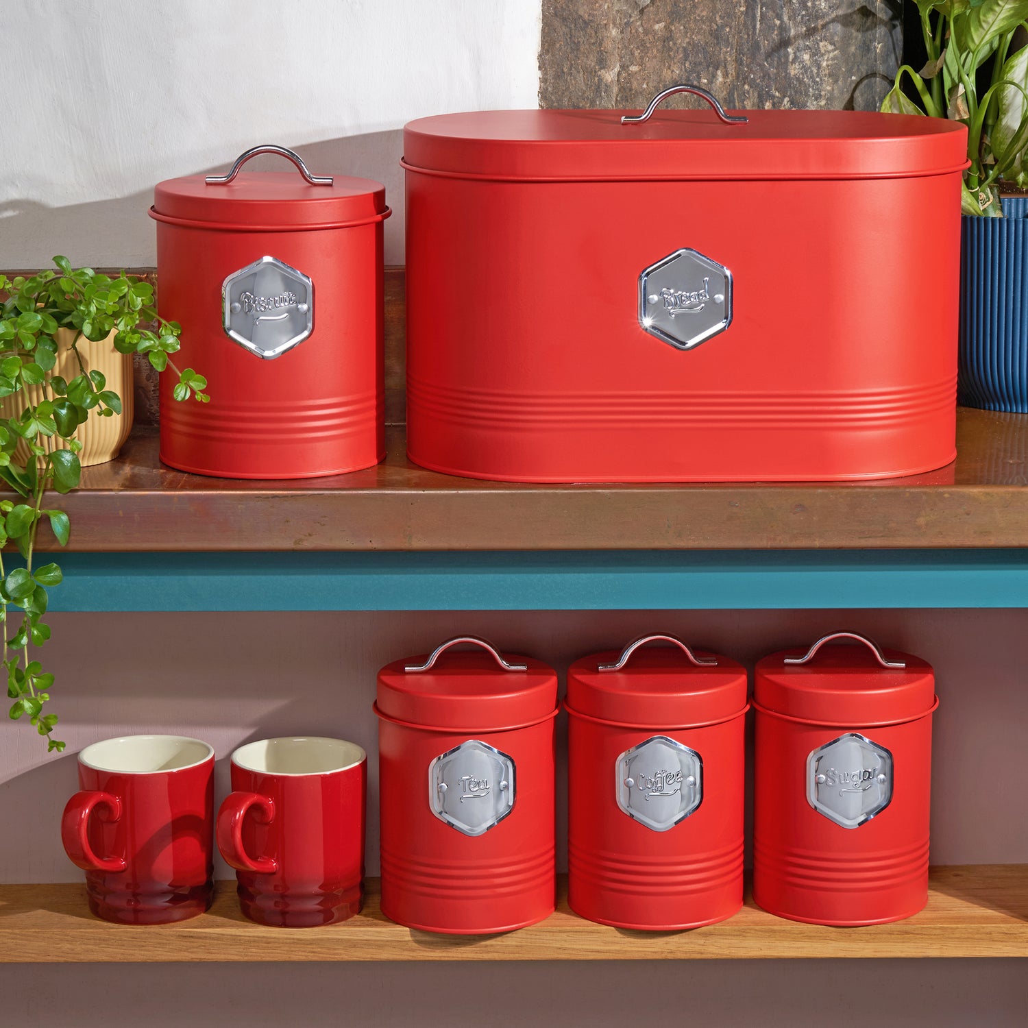 Cooks Professional Piece Kitchen Storage Set Red Silver