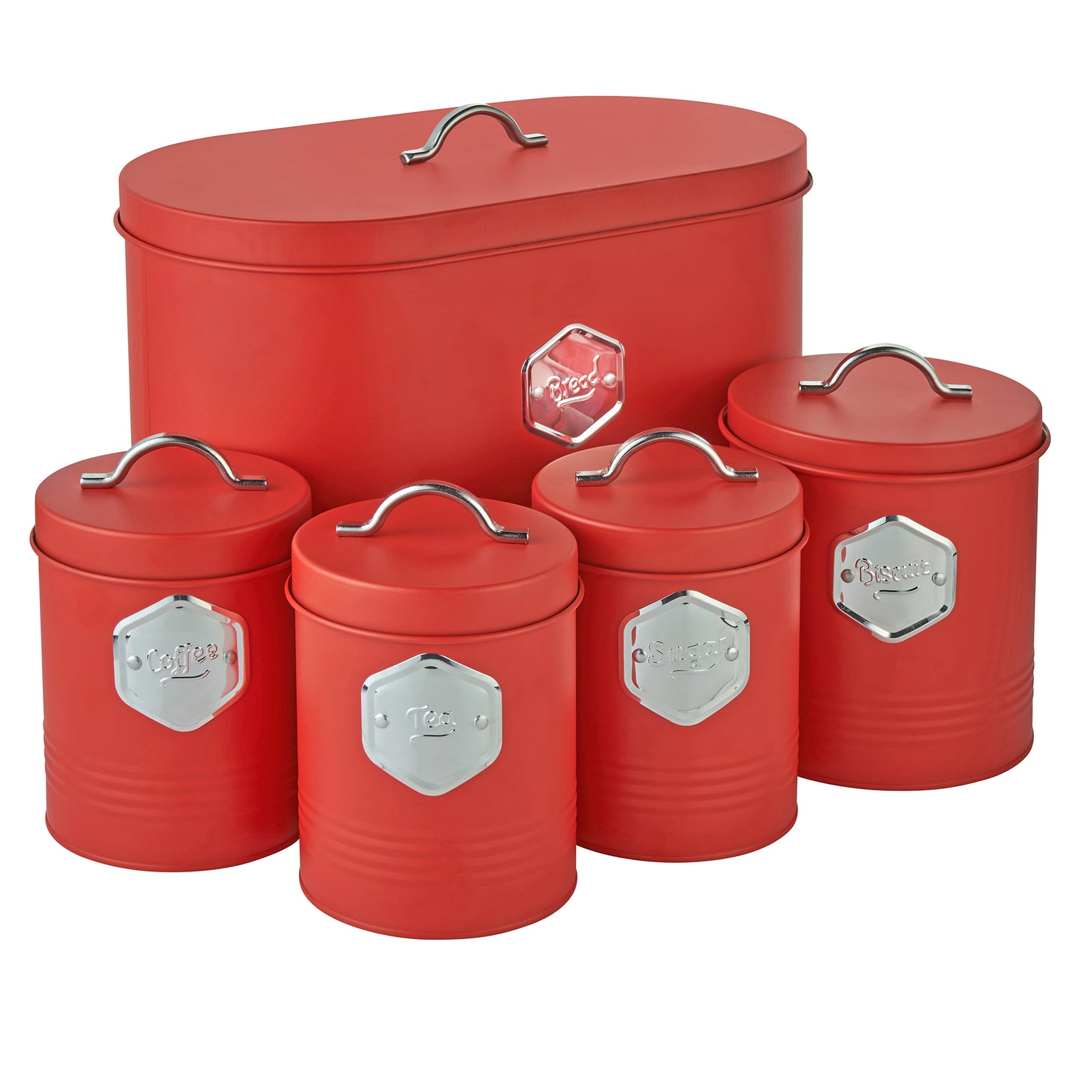 Cooks Professional 5 Piece Kitchen Storage Set | Red / Silver ...