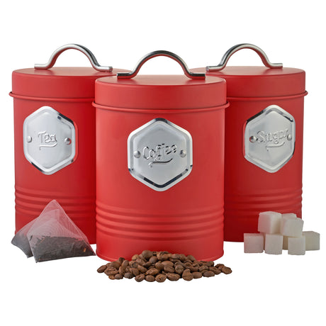 Cooks Professional 3 Piece Kitchen Storage Set | Red / Silver