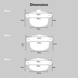 Cooks Professional Set of 3 Cast Iron Casserole | 20cm, 26cm and 28cm | Graduated Red