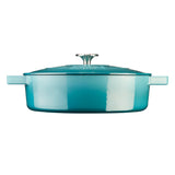 Cooks Professional Cast Iron Casserole 28cm Shallow | 4.3L Capacity | Enamelled Inside and Out | Graduated Teal