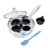 Cooks Professional 4 Cup Stainless Steel Egg Poacher Pan with Spatula