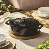 Cooks Professional Set of 3 Cast Iron Casserole | 20cm, 26cm and 28cm | Black