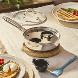 Cooks Professional 2 Cup Stainless Steel Egg Poacher Pan with Spatula