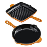 Cook Professional Cast Iron Frying Pan & Skillet 2 Piece Set | Orange