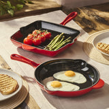 Cook Professional Cast Iron Frying Pan & Skillet 2 Piece Set | Red