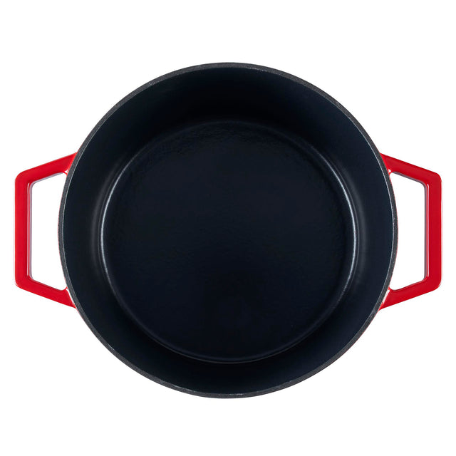 Cooks Professional Cast Iron Casserole 26cm | 5.8L Capacity | Enamelled Inside and Out | Graduated Red