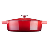 Cooks Professional Cast Iron Casserole 28cm Shallow | 4.3L Capacity | Enamelled Inside and Out | Graduated Red