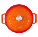 Cooks Professional Cast Iron Casserole 28cm Shallow | 4.3L Capacity | Enamelled Inside and Out | Graduated Orange