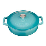 Cooks Professional Cast Iron Casserole 28cm Shallow | 4.3L Capacity | Enamelled Inside and Out | Graduated Teal