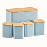 Cooks Professional 5 Piece Embossed Kitchen Storage Set with Bamboo Lids | Blue