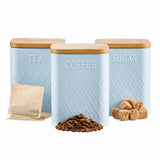 Cooks Professional 5 Piece Embossed Kitchen Storage Set with Bamboo Lids | Blue