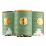 Cooks Professional 3 Piece Kitchen Storage Set with Bamboo Lids | Green / Brass