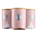 Cooks Professional 5 Piece Kitchen Storage Set with Bamboo Lids | Pink / Silver