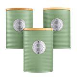 Cooks Professional 3 Piece Kitchen Storage Set with Bamboo Lids | Green / Silver