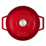 Cooks Professional Cast Iron Casserole 26cm | 5.8L Capacity | Enamelled Inside and Out | Graduated Red