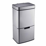 Cooks Professional Recycling Sensor Bin | 75L | 3 Compartments plus Food Caddy | Stainless Steel | Silver