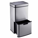 Cooks Professional Recycling Sensor Bin | 75L | 3 Compartments plus Food Caddy | Stainless Steel | Silver