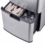 Cooks Professional Recycling Sensor Bin | 75L | 3 Compartments plus Food Caddy | Stainless Steel | Silver