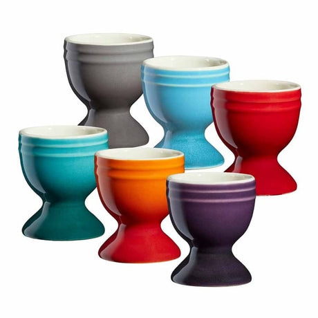 Cooks Professional 6 Piece Egg Cup Set | Made From Durable Stoneware | Multi-Colour