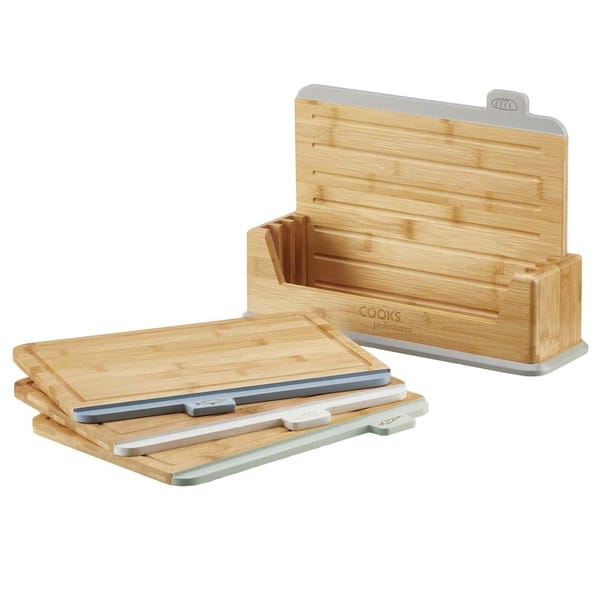 Cooks Professional Index Chopping Board Set | 4-Piece Bamboo | Durable and Easy Clean | Multi-Coloured