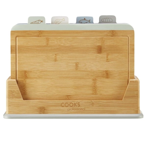 Cooks Professional Index Chopping Board Set | 4-Piece Bamboo | Durable and Easy Clean | Multi-Coloured