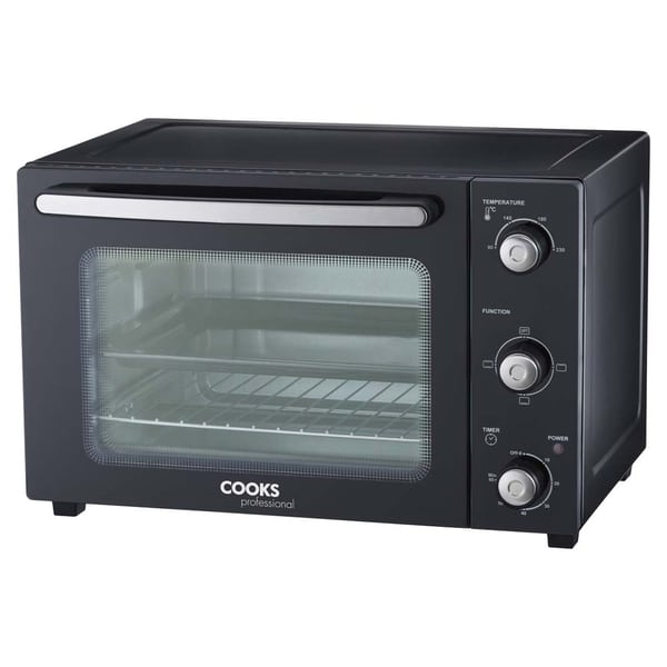 Cooks Professional Mini Oven | 34 Litre | 3 Cooking Functions | Black and Silver