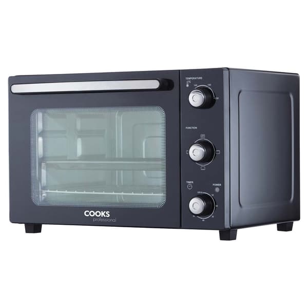Cooks Professional Mini Oven | 34 Litre | 3 Cooking Functions | Black and Silver