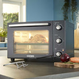 Cooks Professional Mini Oven | 34 Litre | 3 Cooking Functions | Black and Silver