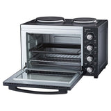 Cooks Professional Mini Oven with 2 Hobs | 34 Litre | Powerful 1500W | Black and Silver