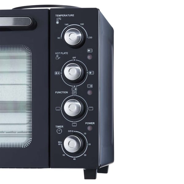 Cooks Professional Mini Oven with 2 Hobs | 34 Litre | Powerful 1500W | Black and Silver