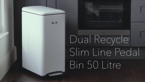 Cooks Professional 50L Dual Recycling Slimline Pedal Bin | Silver