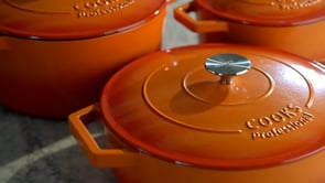 Cooks Professional Cast Iron Casserole 28cm Shallow | 4.3L Capacity | Enamelled Inside and Out | Graduated Red
