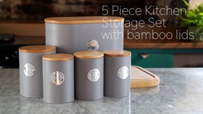Cooks Professional 5 Piece Kitchen Storage Set with Bamboo Lids | Grey / Gold