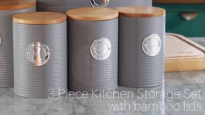 Cooks Professional 3 Piece Kitchen Storage Set with Bamboo Lids | Teal / Gold