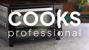 Cooks Professional 34L Mini Oven with 2 Ceramic Hobs | Black / Copper