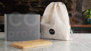 Cooks Professional Bread Bin, Linen Bag and Bamboo Board Set | Teal
