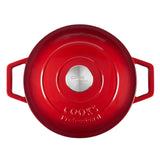 Cooks Professional Cast Iron Casserole 20cm | 2.8L Capacity | Enamelled Inside and Out | Graduated Red