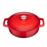 Cooks Professional Cast Iron Casserole 28cm Shallow | 4.3L Capacity | Enamelled Inside and Out | Graduated Red