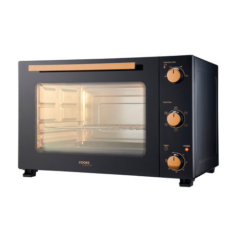 Cooks Professional Mini Oven | 48 Litre | 3 Cooking Functions | Powerful 1500W | Black/Copper