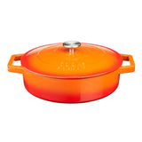 Cooks Professional Cast Iron Casserole 28cm Shallow | 4.3L Capacity | Enamelled Inside and Out | Graduated Orange