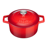 Cooks Professional Cast Iron Casserole 20cm | 2.8L Capacity | Enamelled Inside and Out | Graduated Red