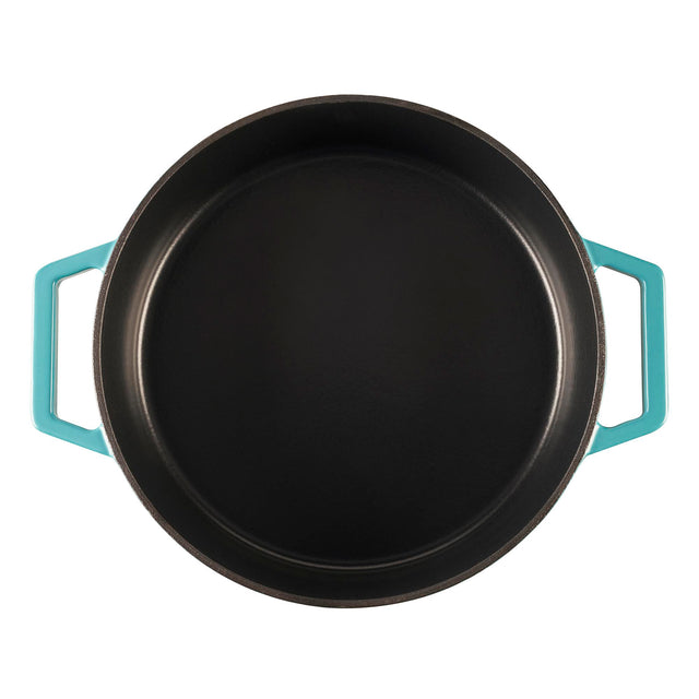 Cooks Professional Cast Iron Casserole 28cm Shallow | 4.3L Capacity | Enamelled Inside and Out | Graduated Teal