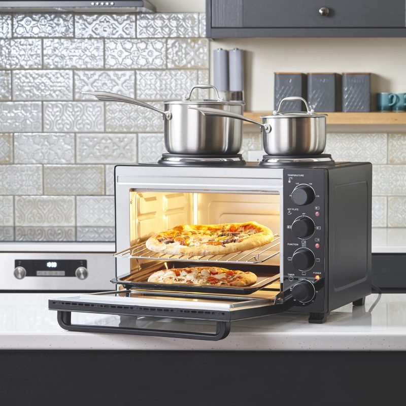 Cooks Professional Mini Oven | 34 Litre With 2 Hobs | 3 Cooking ...